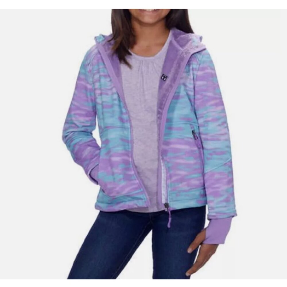 Snozu Hooded Softshell Jacket for Girls Frozen Blue Lilac S 7/8